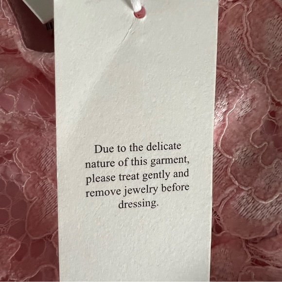 Likely Lorie Feather Trim Long Sleeve Lace Mini Dress in Rose Shadow NWT - Picture 9 of 11